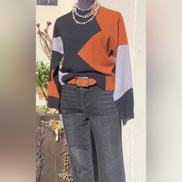 COPY - Black/Grey /Rust sweater crew neck NWT - Picture 3 of 3
